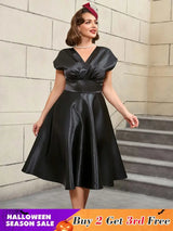 AOMEIDRESS Black Sleeveless A Line Dress Elegant Office Wear

