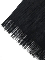 AOMEIDRESS Black Tassel Halter Bodycon Dress Off Shoulder Party Gowns