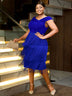 AOMEIDRESS Black Wedding Guest Dress Short Tassel Party Fringe Blue / S