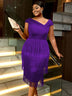 AOMEIDRESS Black Wedding Guest Dress Short Tassel Party Fringe Purple / S