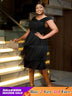AOMEIDRESS Black Wedding Guest Dress Short Tassel Party Fringe
