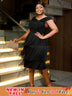 AOMEIDRESS Black Wedding Guest Dress Short Tassel Party Fringe
