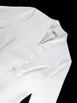 AOMEIDRESS Blazer Dress V Neck Long Sleeves 3D Flower Bodycon Gowns