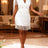 AOMEIDRESS Blazer Fringe Dress V Neck Sleeveless Button Bodycon Gowns - White / S