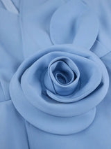 AOMEIDRESS Blue A Line Wedding Party Dress 3D Flower Sleeveless Peplum
