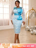 lace long sleeve sheath dresses for women