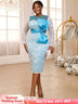 lace long sleeve sheath dresses for women