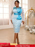 lace long sleeve sheath dresses for women