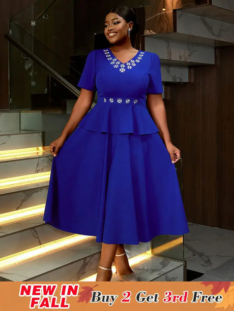 AOMEIDRESS Blue Maternity Wedding Guest Dresses V Neck Short Sleeve Blue / S