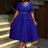 AOMEIDRESS Blue Maternity Wedding Guest Dresses V Neck Short Sleeve Blue / S