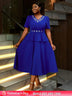 AOMEIDRESS Blue Maternity Wedding Guest Dresses V Neck Short Sleeve Blue / S