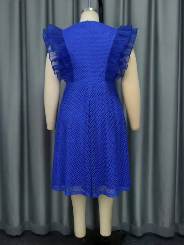 mesh patchwork flying sleeves dress