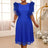 AOMEIDRESS Blue Mesh Party Dress O Neck Ruffles Fish Net A Line Blue / S