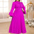 AOMEIDRESS Blue Pleated Maxi Dress Stand Collar Long Flare Sleeves Rose / S