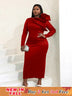 Red High Waist Slim Dinner Dress, Creating a slender curve body