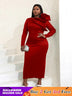 Red High Waist Slim Dinner Dress, Creating a slender curve body
