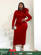 Red High Waist Slim Dinner Dress, Creating a slender curve body