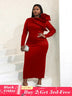 Red High Waist Slim Dinner Dress, Creating a slender curve body