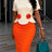 AOMEIDRESS Bodycon Colorblock Dresses O Neck Short Sleeves 3D Flower - Apricot / S