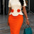 AOMEIDRESS Bodycon Colorblock Dresses O Neck Short Sleeves 3D Flower - Apricot / S