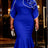 AOMEIDRESS Bodycon Colorblock Mermaid Dress with 3D Flower for Party - Blue / S