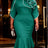 AOMEIDRESS Bodycon Colorblock Mermaid Dress with 3D Flower for Party - Green / S