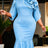 AOMEIDRESS Bodycon Colorblock Mermaid Dress with 3D Flower for Party - Light Blue / S