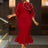 AOMEIDRESS Bodycon Red Mermaid Dress with 3D Flower for Wedding Party Red / S