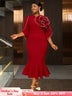 AOMEIDRESS Bodycon Red Mermaid Dress with 3D Flower for Wedding Party Red / S