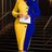 AOMEIDRESS Bodycon Colorblock Party Dress With 3D Flower Long Sleeve Yellow / S