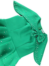 AOMEIDRESS Bodycon Dress Beading O Neck Cape Sleeves 3D Bow Ruffles