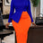 AOMEIDRESS Bodycon Dress Contrast Collar Long Sleeve Peplum Office - Blue / S
