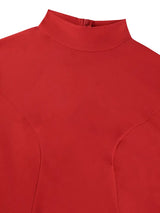 AOMEIDRESS Bodycon Dress High Collar Long Sleeves Mesh Patchwork Hem