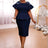 AOMEIDRESS Beaded Bow O Neck High Waist Bodycon Dress with Short Sleeve
