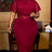 AOMEIDRESS Bodycon Dresses Bow Tie Neck Appliques Patchwork Chiffon - Wine / L