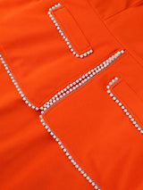 AOMEIDRESS Bodycon Dresses O Neck Half Sleeve Beading Office Ladies