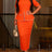 AOMEIDRESS Bodycon Dresses O Neck Half Sleeve Beading Office Ladies - Orange / S