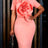 AOMEIDRESS Bodycon Dresses O Neck Short Sleeves Big 3D Flower Party - Pink / S