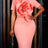 AOMEIDRESS Bodycon Dresses O Neck Short Sleeves Big 3D Flower Party - Pink / S