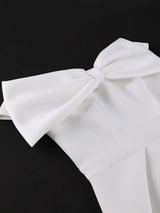 AOMEIDRESS Bodycon Dresses Off Shoulder Big Bow Slit Hem Package Hip