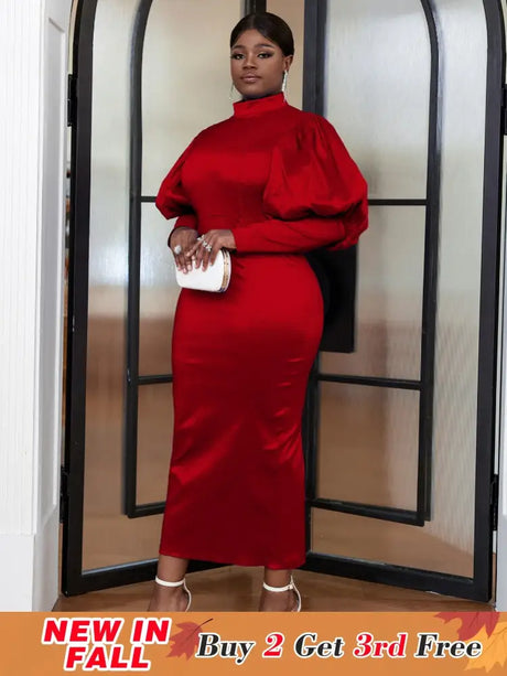 Red Long Sleeve Christmas Party Dress