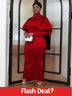 AOMEIDRESS Bodycon Long Christmas Party Dress Plus Size Party Dresses Red / S