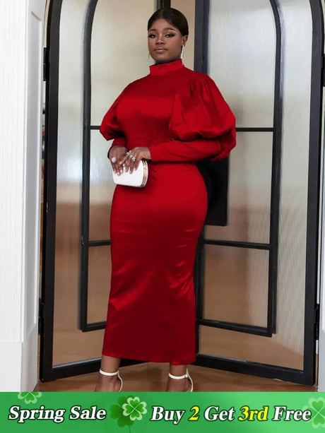 Red Long Sleeve Christmas Party Dress