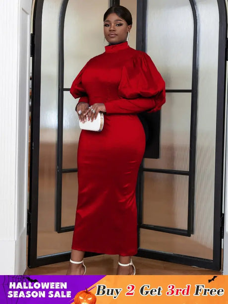 Red Long Sleeve Christmas Party Dress