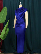 Women Sleeveless Solid Color Party Dress
