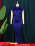 Navy Blue Ruched Long Dress