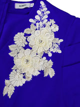 Package Hip Mermaid Dress V Neck Embroidered Puff Sleeve for Party