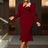 AOMEIDRESS Bodycon Mermaid Dress V Neck Embroidered Puff Sleeve Party Wine / S