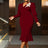 AOMEIDRESS Bodycon Mermaid Dress V Neck Embroidered Puff Sleeve Party Wine / S