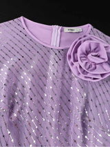 AOMEIDRESS Bodycon Mermaid Dresses O Neck Sheer 3/4 Sleeve 3D Flower